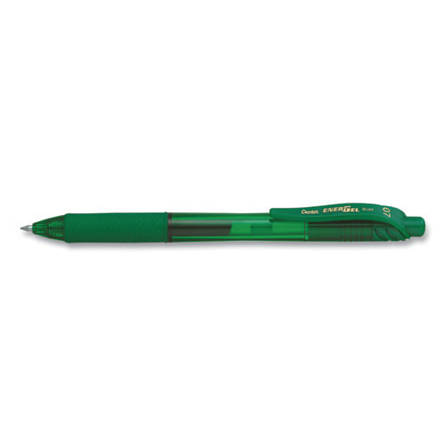 Energel-x Gel Pen, Retractable, Medium 0.7 Mm, Green Ink, Green Barrel, Dozen - PENBL107DDZ