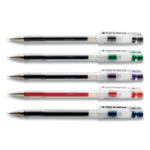 G-tec-c Ultra Gel Pen, Stick, Extra-fine 0.4 Mm, Assorted Ink Colors, Clear Barrel, 5/pack - PIL35480
