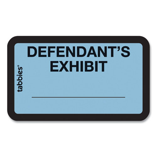 Legal Exhibit Labels, Defendant's Exhibit, 1.63 X 1, Blue, 9/sheet, 28 Sheets/pack, 252 Labels/pack - TAB58093
