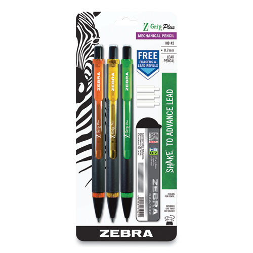 Pencil,zgrip,3pk,or,yl,gn