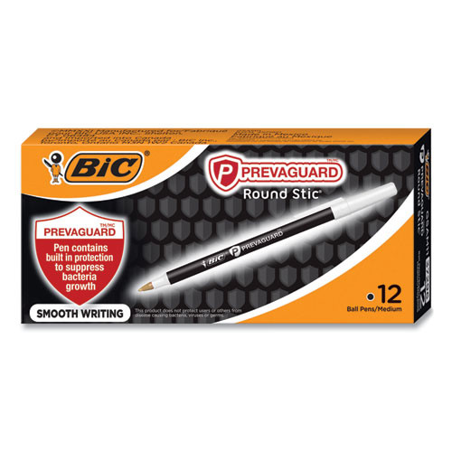 Prevaguard Ballpoint Pen, Stick, Medium 1 Mm, Black Ink/black Barrel, Dozen