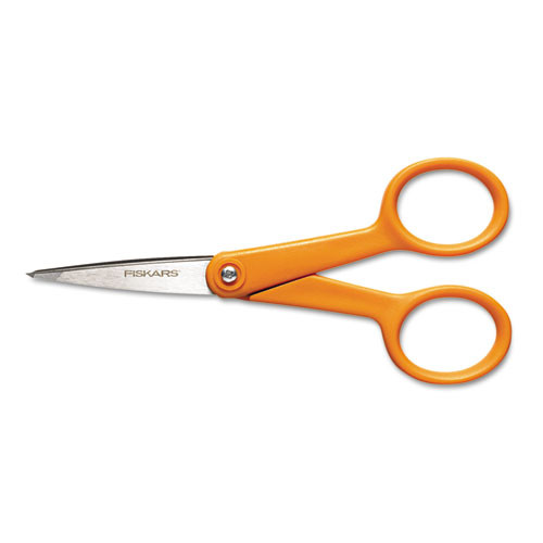 Home And Office Scissors, Pointed Tip, 5" Long, 1.88" Cut Length, Orange Straight Handle - FSK1948101015
