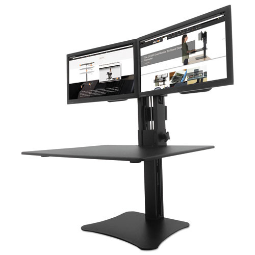High Rise Dual Monitor Standing Desk Workstation, 28" X 23" X 10.5" To 15.5", Black - VCTDC350A