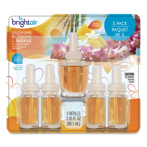 Electric Scented Oil Air Freshener Refill, Hawaiian Blossoms And Papaya, 0.67 Oz Bottle, 5/pack, 6 Pack/carton