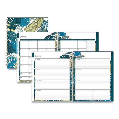 Grenada Create-your-own Cover Weekly/monthly Planner, Floral Artwork, 11 X 8.5, Green/blue/teal, 12-month (jan-dec): 2023