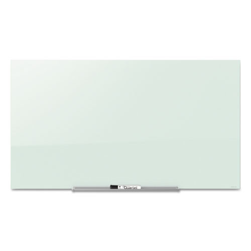 Invisamount Magnetic Glass Marker Board, Frameless, 74" X 42", White Surface