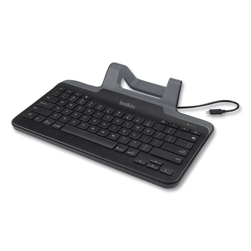 Wired Tablet Keyboard With Stand For Ipad With Lightning Connector, Black