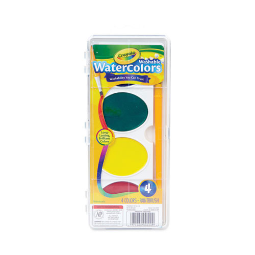 Jumbo Washable Watercolor Set, 4 Assorted Colors, Palette Tray