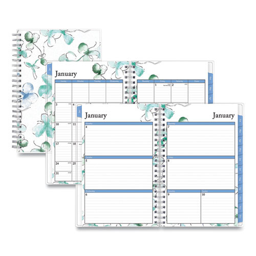 Lindley Weekly/monthly Planner, Lindley Floral Artwork, 8 X 5, White/blue/green Cover, 12-month (jan To Dec): 2023