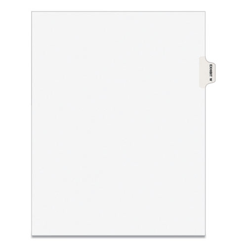 Avery-style Preprinted Legal Side Tab Divider, 26-tab, Exhibit W, 11 X 8.5, White, 25/pack, (1393)