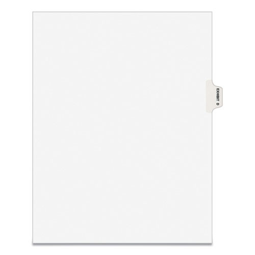 Avery-style Preprinted Legal Side Tab Divider, 26-tab, Exhibit D, 11 X 8.5, White, 25/pack, (1374)