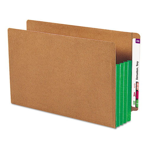 Redrope Drop-front End Tab File Pockets, Fully Lined 6.5" High Gussets, 3.5" Expansion, Legal Size, Redrope/green, 10/box