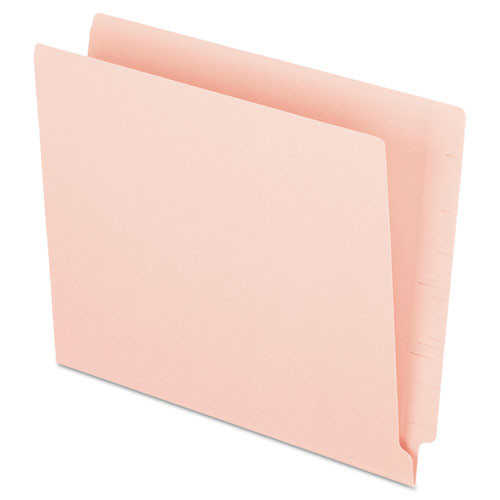 Colored End Tab Folders With Reinforced Double-ply Straight Cut Tabs, Letter Size, 0.75" Expansion, Pink, 100/box