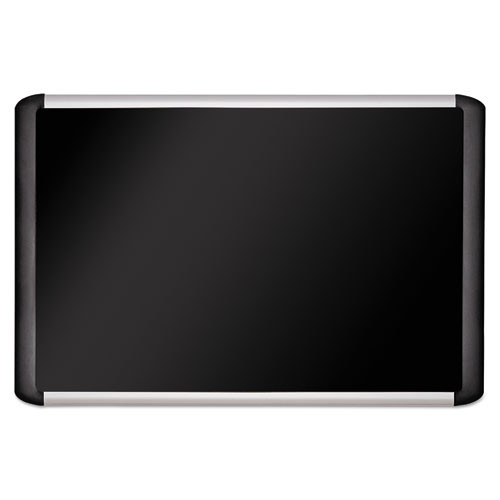 Black Fabric Bulletin Board, 36 X 48, Silver/black