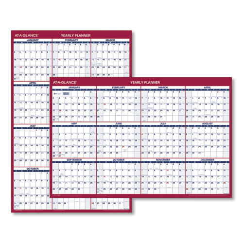 Erasable Vertical/horizontal Wall Planner, 32 X 48, White/blue/red Sheets, 12-month (jan To Dec): 2023