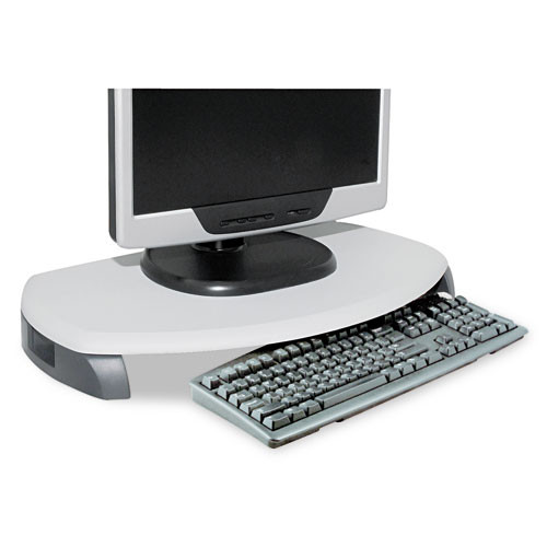 Crt/lcd Stand With Keyboard Storage, 23" X 13.25" X 3", Light Gray/dark Gray, Supports 80 Lbs