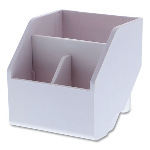 Konnect Desktop Organizer Short Storage Bin, 3.4" X 3.5" X 3.5", White