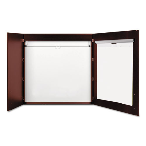 Conference Cabinet, Porcelain Magnetic, Dry Erase, 48 X 48, Cherry