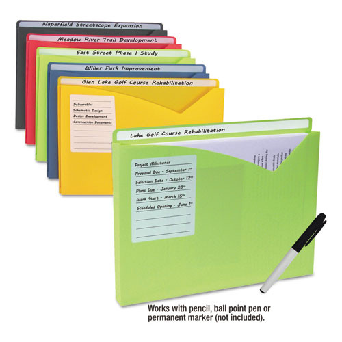 Write-on Poly File Jackets, Straight Tab, Letter Size, Assorted Colors, 10/pack