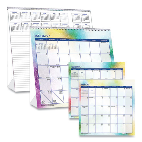 Recycled Cosmos Tent Calendar, Cosmos Artwork, 6 X 6, White/blue/multicolor Sheets, 2023