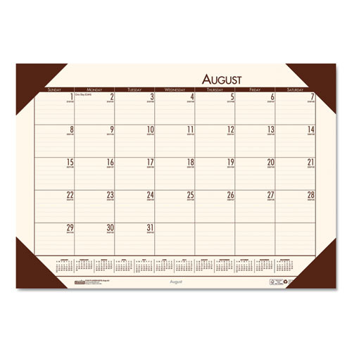 Ecotones Recycled Academic Desk Pad Calendar, 18.5 X 13, Cream Sheets, Brown Corners, 12-month (aug To July): 2022 To 2023