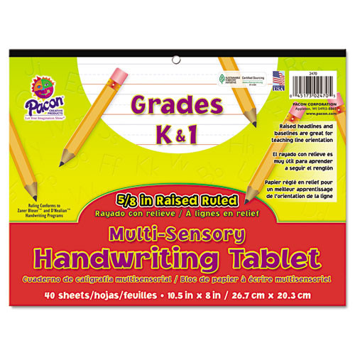 Multi-sensory Handwriting Tablet, 5/8" Long Rule, 8 X 10.5, 40/pad