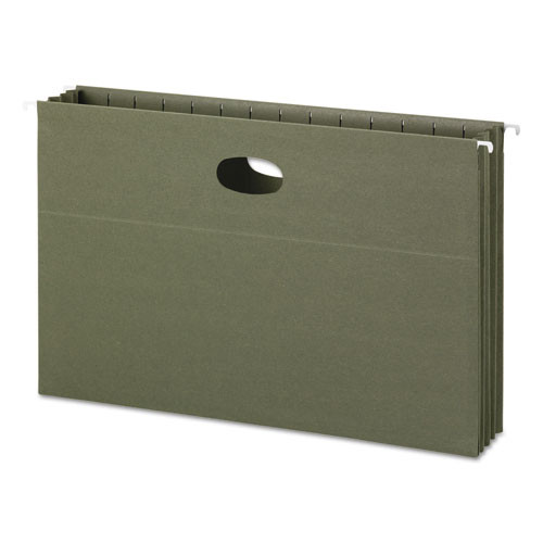 100% Recycled Hanging Pockets With Full-height Gusset, 1 Section, 3.5" Capacity, Legal Size, Standard Green, 10/box