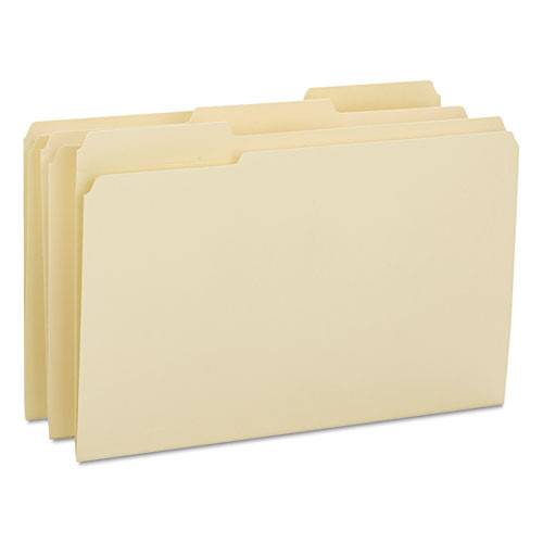 Reinforced Tab Manila File Folders, 1/3-cut Tabs: Assorted, Legal Size, 0.75" Expansion, 14-pt Manila, 100/box