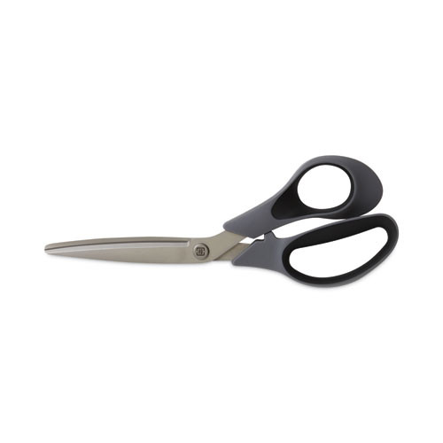 Non-stick Titanium-coated Scissors, 8" Long, 3.86" Cut Length, Gun-metal Gray Blades, Gray/black Bent Handle