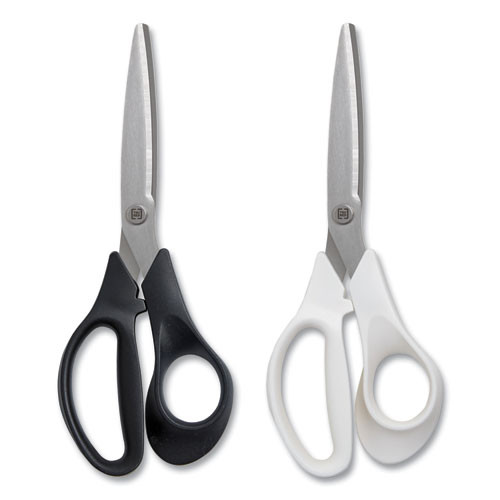 Stainless Steel Scissors, 8" Long, 3.58" Cut Length, Assorted Straight Handles, 2/pack