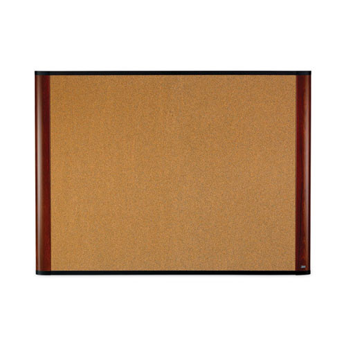 Cork Bulletin Board, 36 X 24, Aluminum Frame W/mahogany Wood Grained Finish