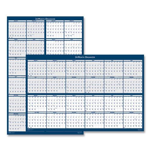 Reversible/erasable 2 Year Wall Calendar, 24 X 37, Light Blue/blue/white Sheets, 24-month (jan To Dec): 2023 To 2024