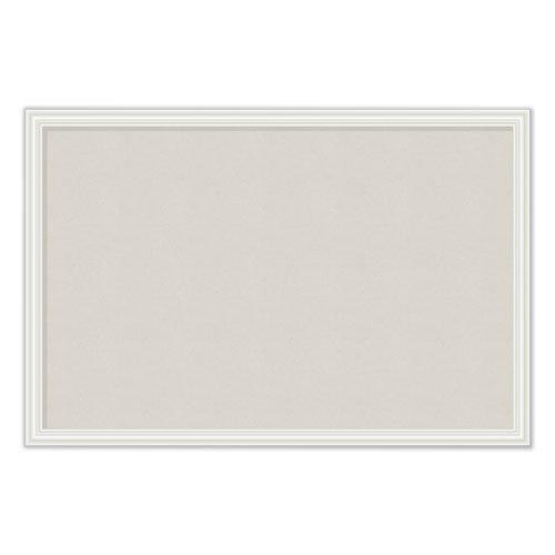 Linen Bulletin Board With Decor Frame, 30 X 20, Natural Surface/white Frame