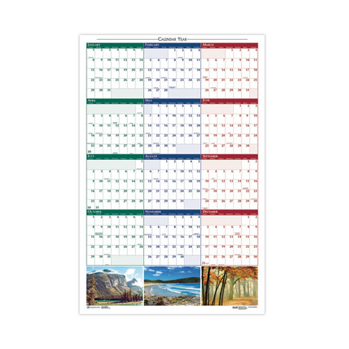 Earthscapes Recycled Reversible/erasable Yearly Wall Calendar, Nature Photos, 18 X 24, White Sheets, 12-month (jan-dec): 2023