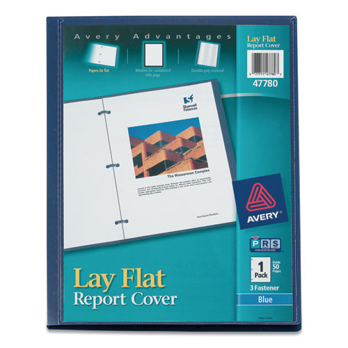 Lay Flat View Report Cover, Flexible Fastener, 0.5" Capacity, 8.5 X 11, Clear/blue