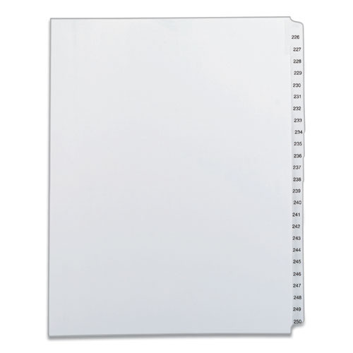 Preprinted Legal Exhibit Side Tab Index Dividers, Allstate Style, 25-tab, 226 To 250, 11 X 8.5, White, 1 Set