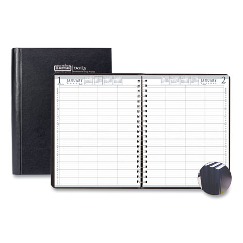 Executive Series Four-person Group Practice Daily Appointment Book, 11 X 8.5, Black Hard Cover, 12-month (jan To Dec): 2023