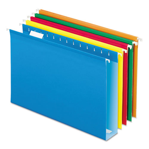 Extra Capacity Reinforced Hanging File Folders With Box Bottom, 2" Capacity, Legal Size, 1/5-cut Tabs, Assorted Colors,25/bx - PFX5143X2ASST