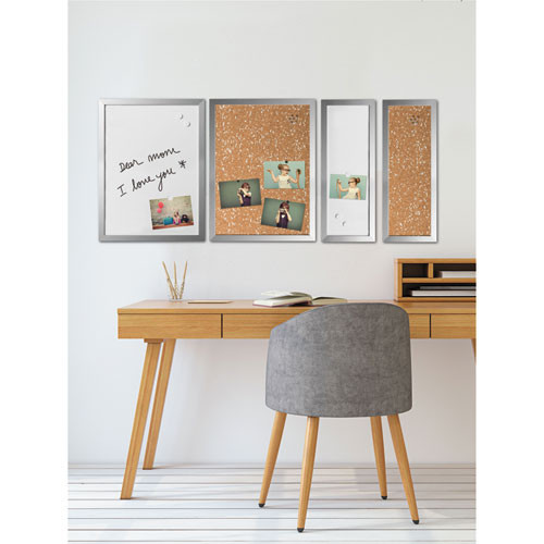 Positive Flow Metallic Silver Message Board Set, Assorted Sizes And Colors, 4/set