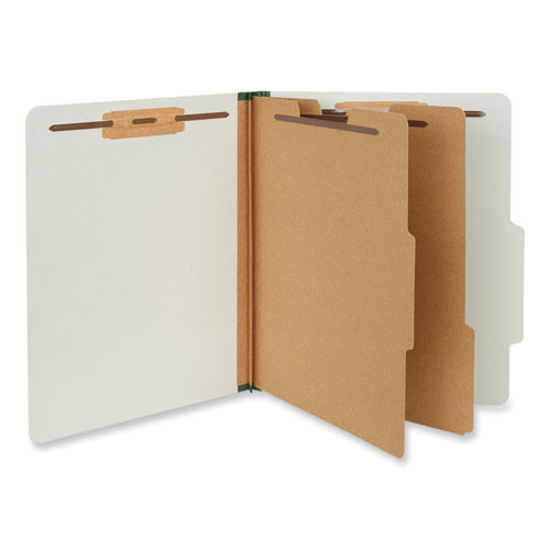 Six-section Pressboard Classification Folders, 2" Expansion, 2 Dividers, 6 Fasteners, Letter Size, Gray Exterior, 10/box