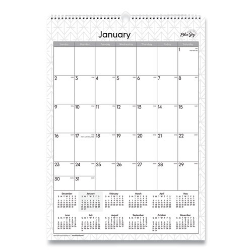 Enterprise Wall Calendar, Enterprise Geometric Artwork, 12 X 17, White/gray Sheets, 12-month (jan To Dec): 2023