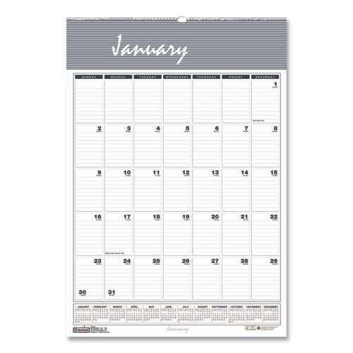 Bar Harbor Recycled Wirebound Monthly Wall Calendar, 8.5 X 11, White/blue/gray Sheets, 12-month (jan-dec): 2023