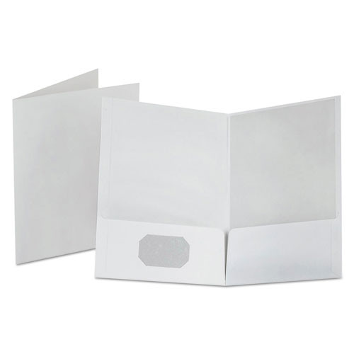 Linen Finish Twin Pocket Folders, 100-sheet Capacity, 11 X 8.5, White, 25/box