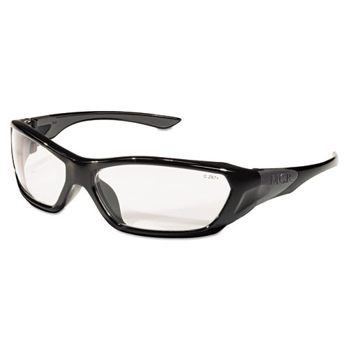 Forceflex Safety Glasses, Black Frame, Clear Lens