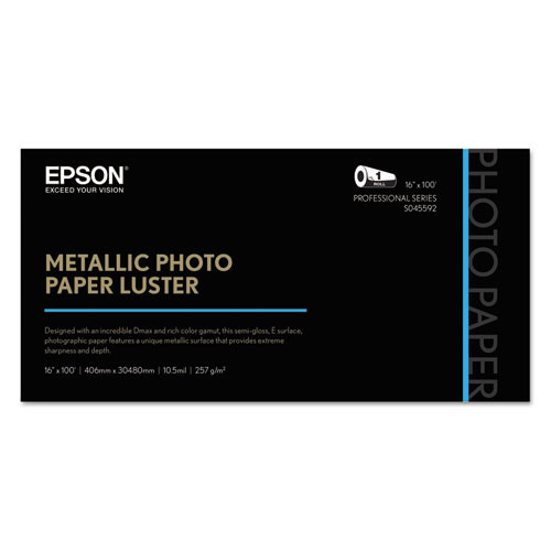 Professional Media Metallic Photo Paper, 10.5 Mil, 16" X 100 Ft, Luster White