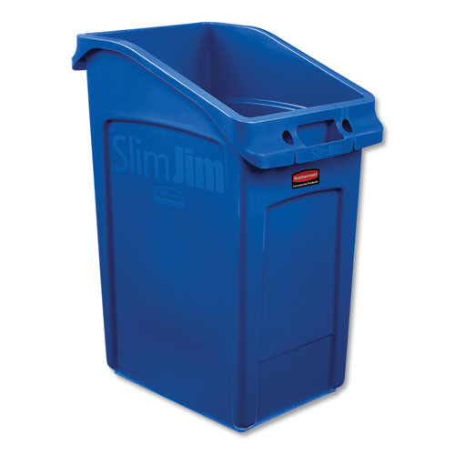 Slim Jim Under-counter Container, 23 Gal, Polyethylene, Blue
