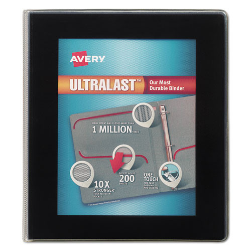 Ultralast Heavy-duty View Binder With One Touch Slant Rings, 3 Rings, 1" Capacity, 11 X 8.5, Black