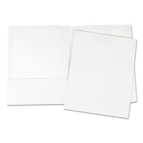 Laminated Two-pocket Portfolios, Cardboard Paper, 100-sheet Capacity, 11 X 8.5, White, 25/box