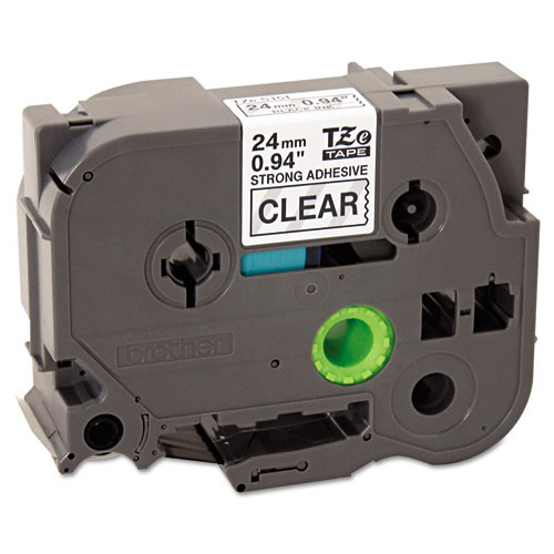 Tze Extra-strength Adhesive Laminated Labeling Tape, 0.94" X 26.2 Ft, Black On Clear