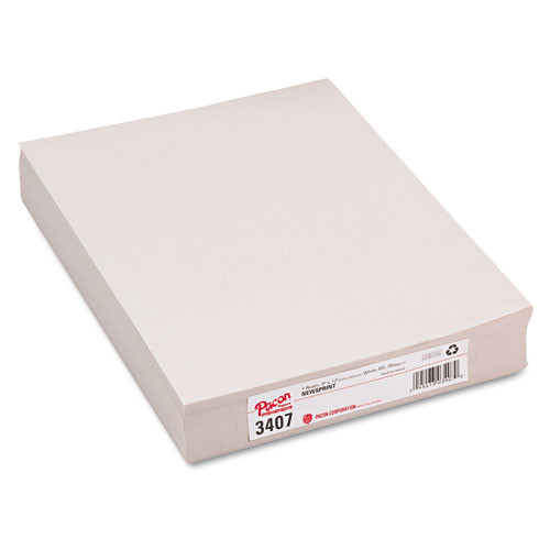 White Newsprint, 30 Lb Newsprint Weight, 9 X 12, White, 500/pack